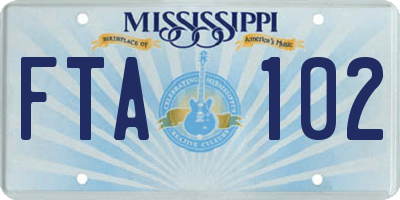 MS license plate FTA102