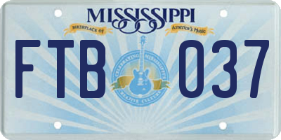 MS license plate FTB037