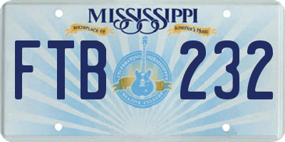 MS license plate FTB232