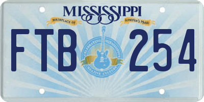MS license plate FTB254