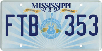 MS license plate FTB353