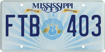 MS license plate FTB403