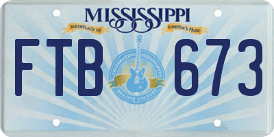 MS license plate FTB673