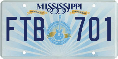 MS license plate FTB701