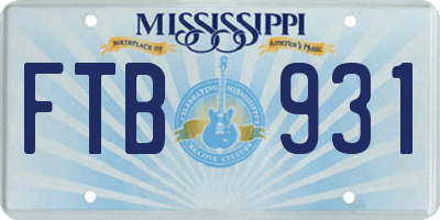 MS license plate FTB931