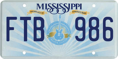 MS license plate FTB986