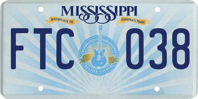 MS license plate FTC038