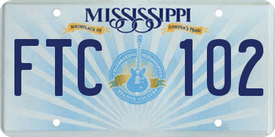 MS license plate FTC102