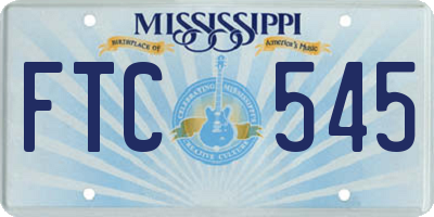 MS license plate FTC545