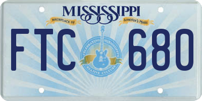 MS license plate FTC680