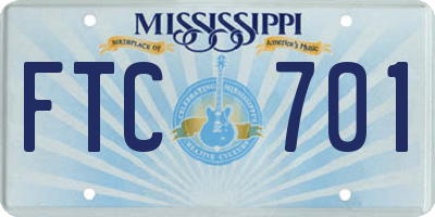 MS license plate FTC701