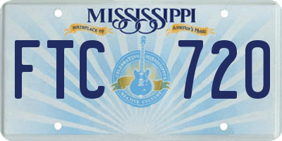 MS license plate FTC720