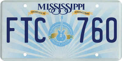 MS license plate FTC760