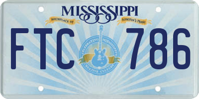 MS license plate FTC786
