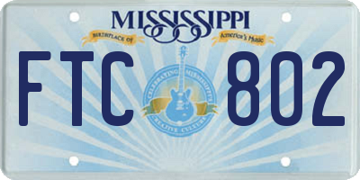 MS license plate FTC802