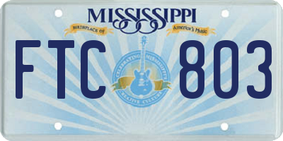MS license plate FTC803