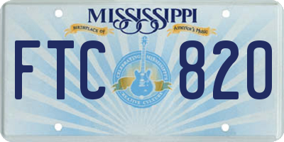MS license plate FTC820
