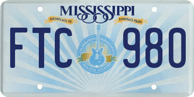 MS license plate FTC980