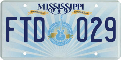 MS license plate FTD029