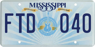 MS license plate FTD040