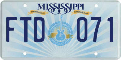 MS license plate FTD071
