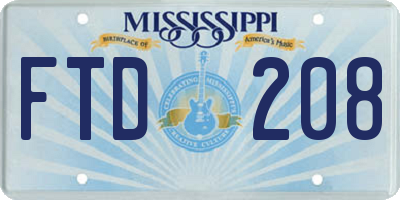 MS license plate FTD208