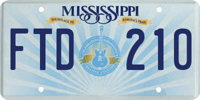 MS license plate FTD210
