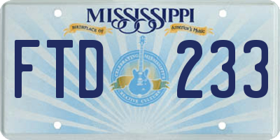 MS license plate FTD233