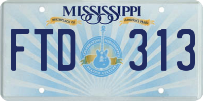 MS license plate FTD313