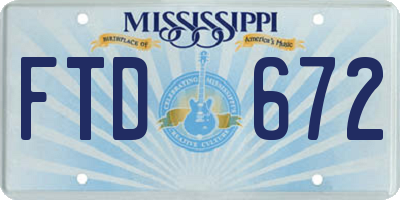 MS license plate FTD672