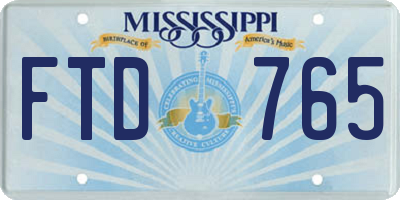 MS license plate FTD765
