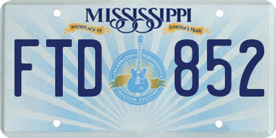 MS license plate FTD852