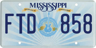 MS license plate FTD858