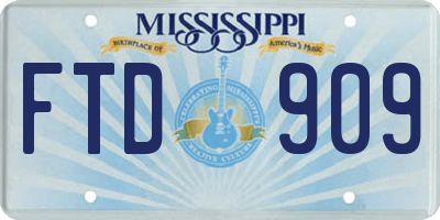 MS license plate FTD909