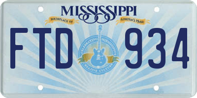 MS license plate FTD934