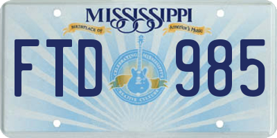 MS license plate FTD985