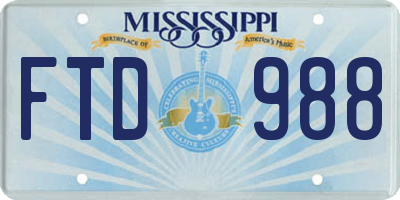 MS license plate FTD988