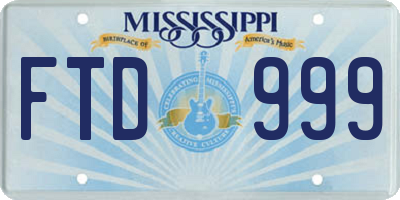 MS license plate FTD999