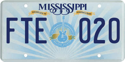MS license plate FTE020