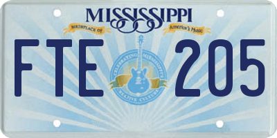 MS license plate FTE205