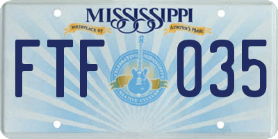 MS license plate FTF035