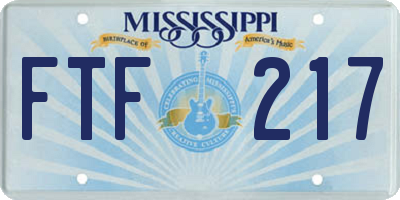MS license plate FTF217
