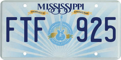 MS license plate FTF925