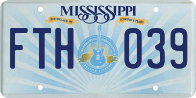MS license plate FTH039