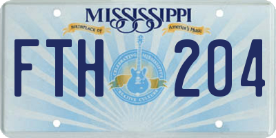 MS license plate FTH204