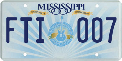 MS license plate FTI007