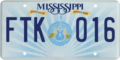 MS license plate FTK016