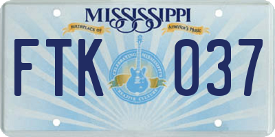 MS license plate FTK037