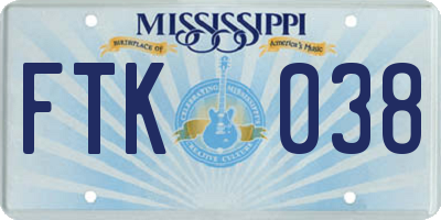 MS license plate FTK038