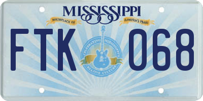 MS license plate FTK068